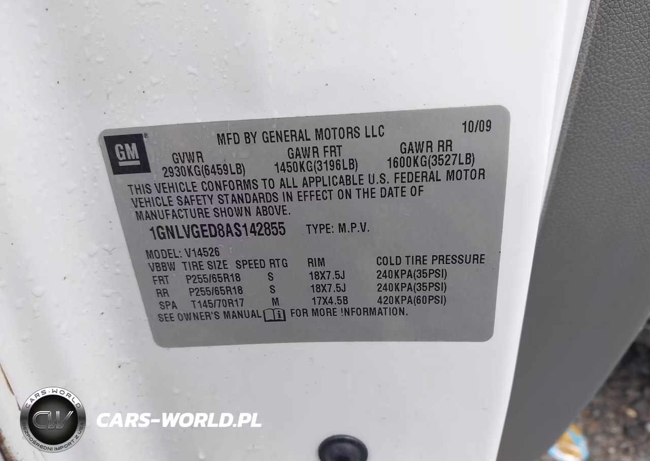 2010 Chevrolet Traverse Lt VIN:1GNLVGED8AS142855 - 9