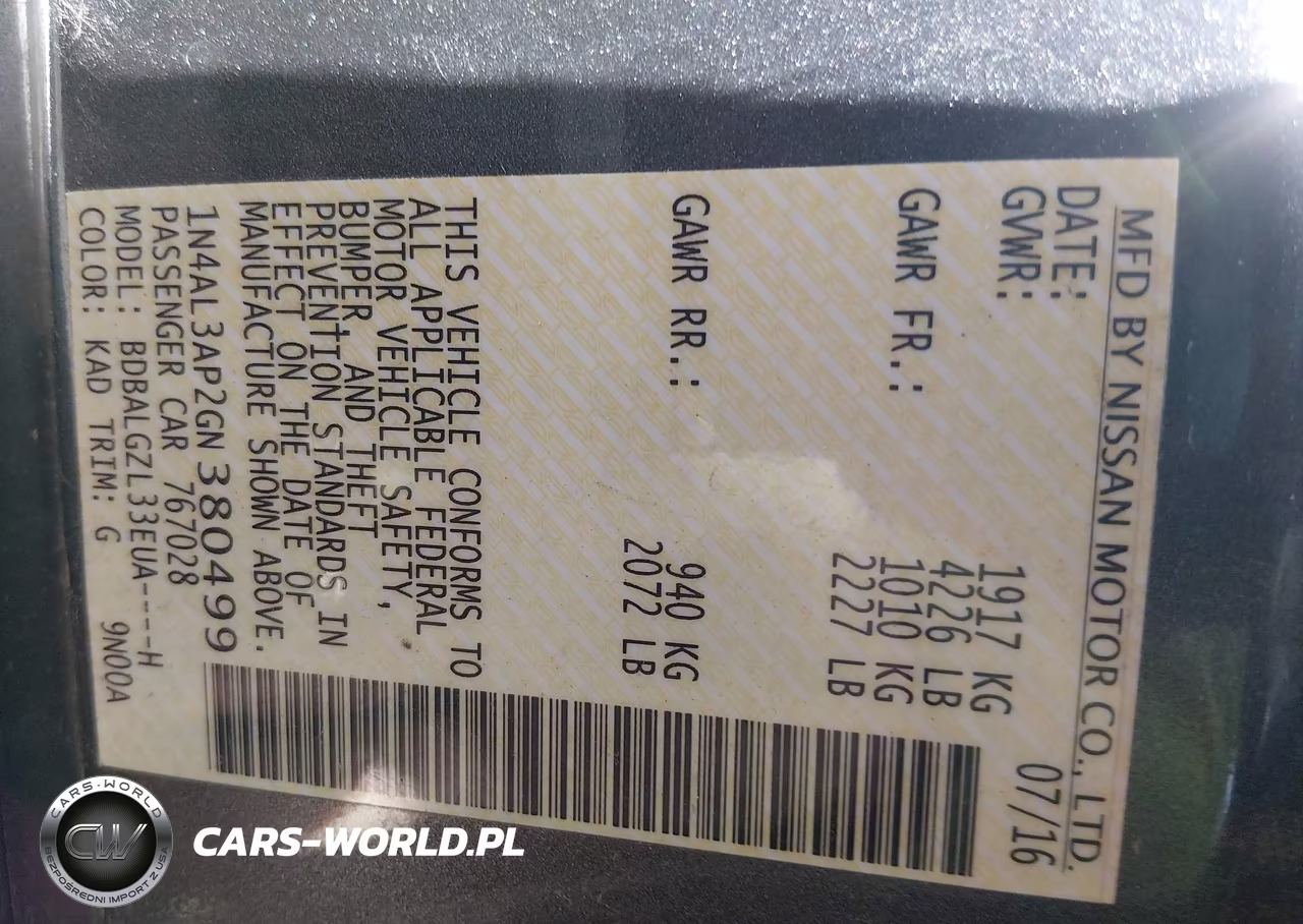 2016 Nissan Altima 2.5 S VIN:1N4AL3AP2GN380499 - 9