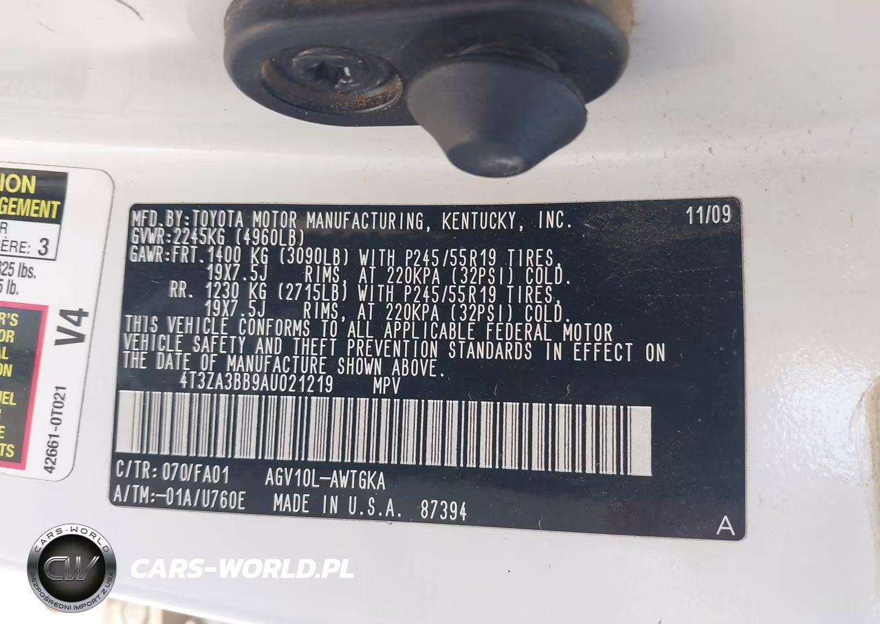 2010 Toyota Venza VIN:4T3ZA3BB9AU021219 - 9