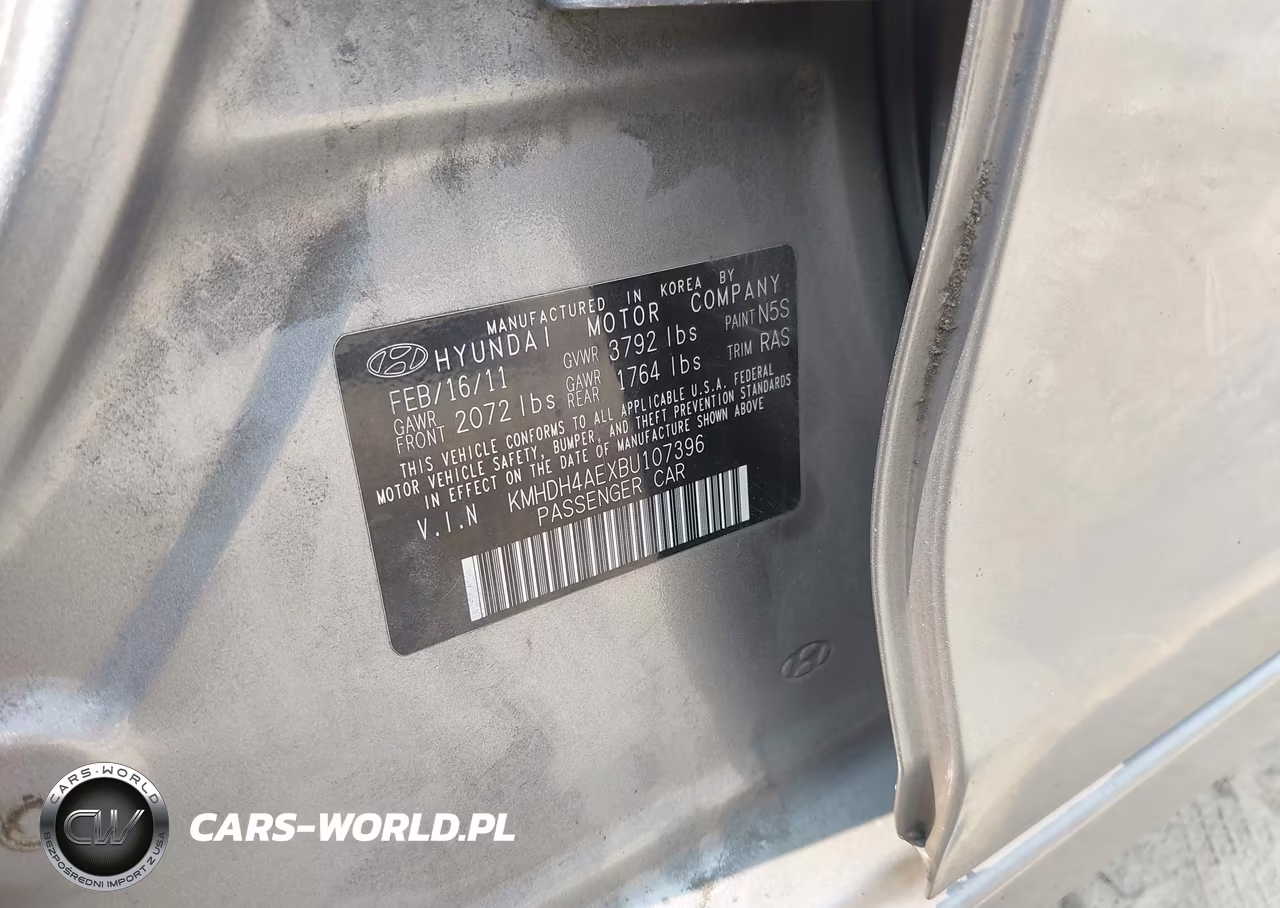 2011 Hyundai Elantra Gls (Ulsan Plant) VIN:KMHDH4AEXBU107396 - 9