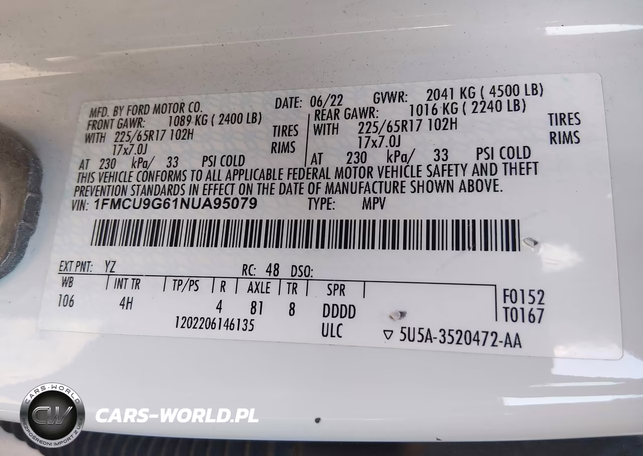 2022 Ford Escape Se VIN:1FMCU9G61NUA95079 - 9