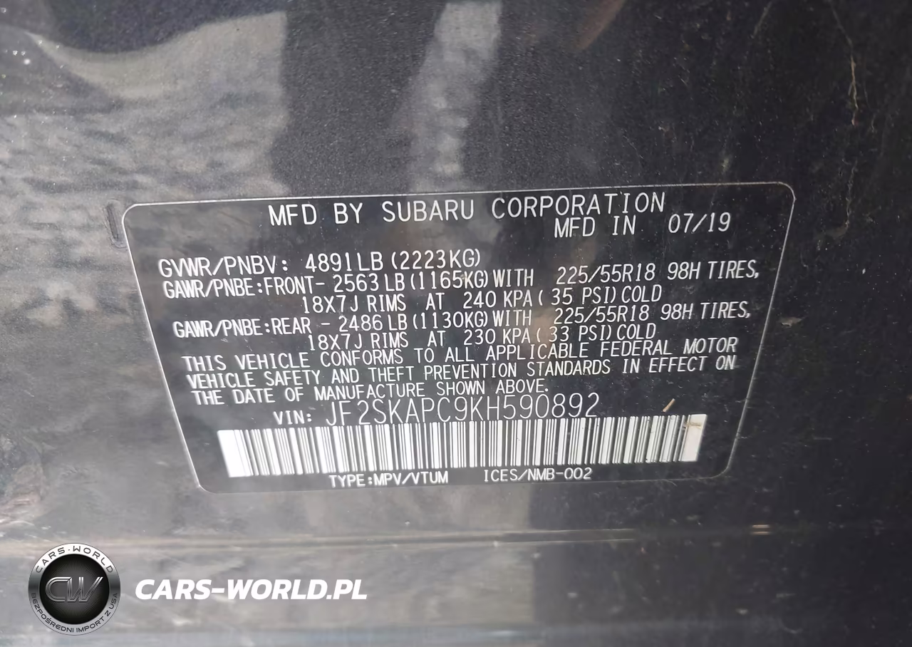 2019 Subaru Forester Sport VIN:JF2SKAPC9KH590892 - 9