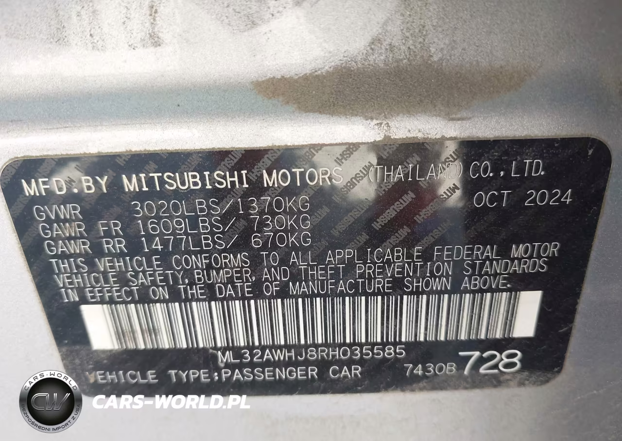 2024 Mitsubishi Mirage Black Edition VIN:ML32AWHJ8RH035585 - 9