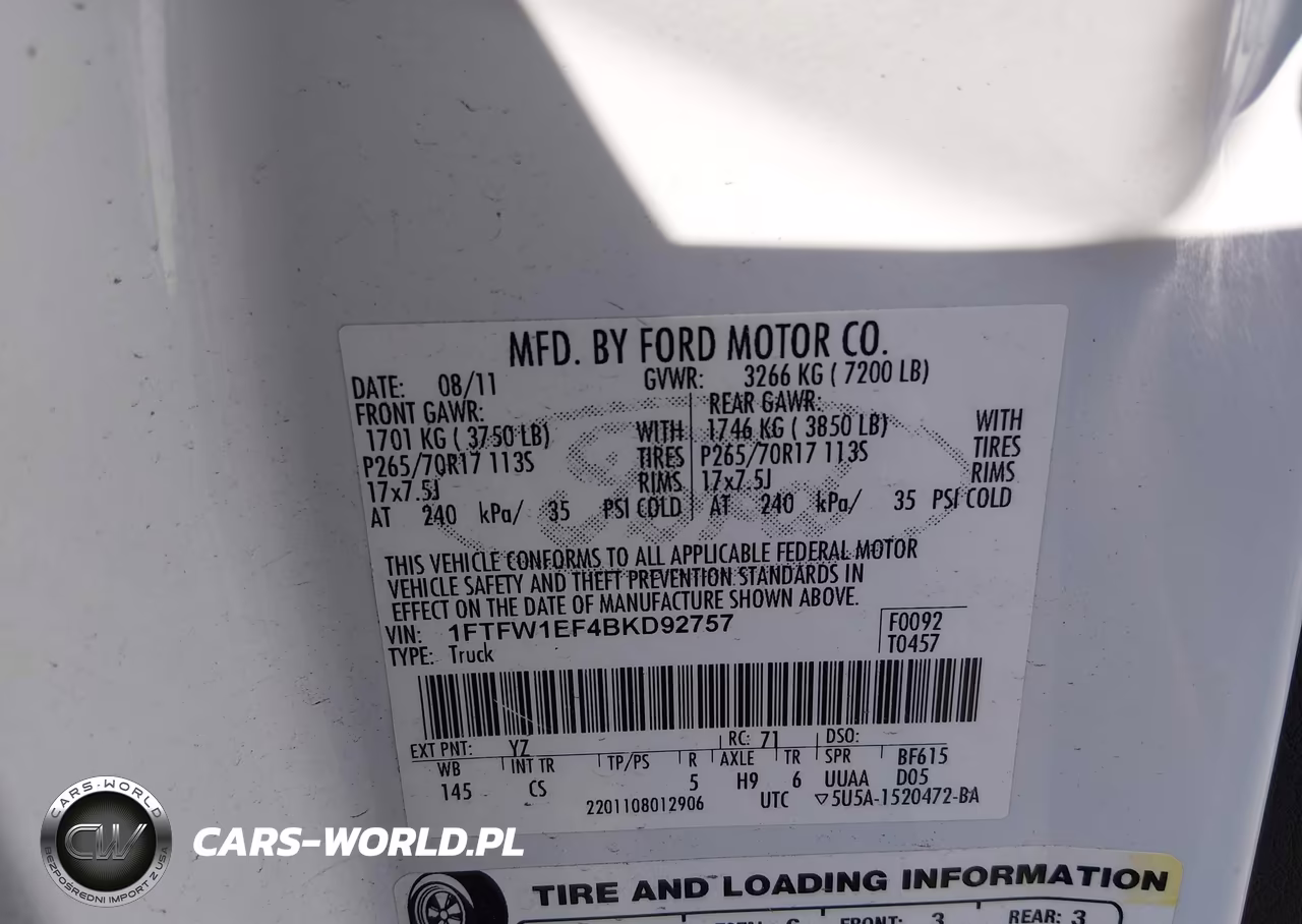 2011 Ford F-150 Xl VIN:1FTFW1EF4BKD92757 - 9