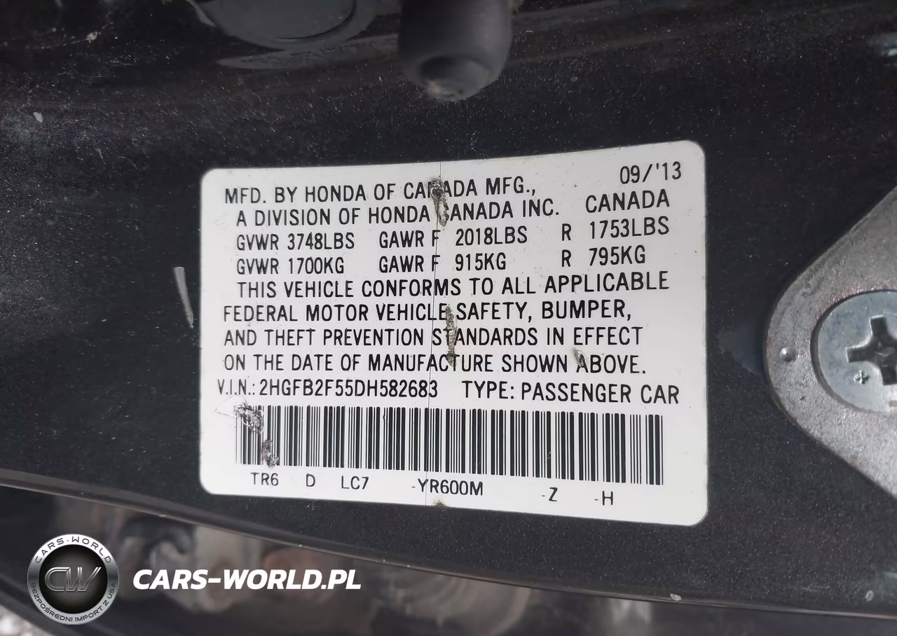 2013 Honda Civic Lx VIN:2HGFB2F55DH582683 - 9
