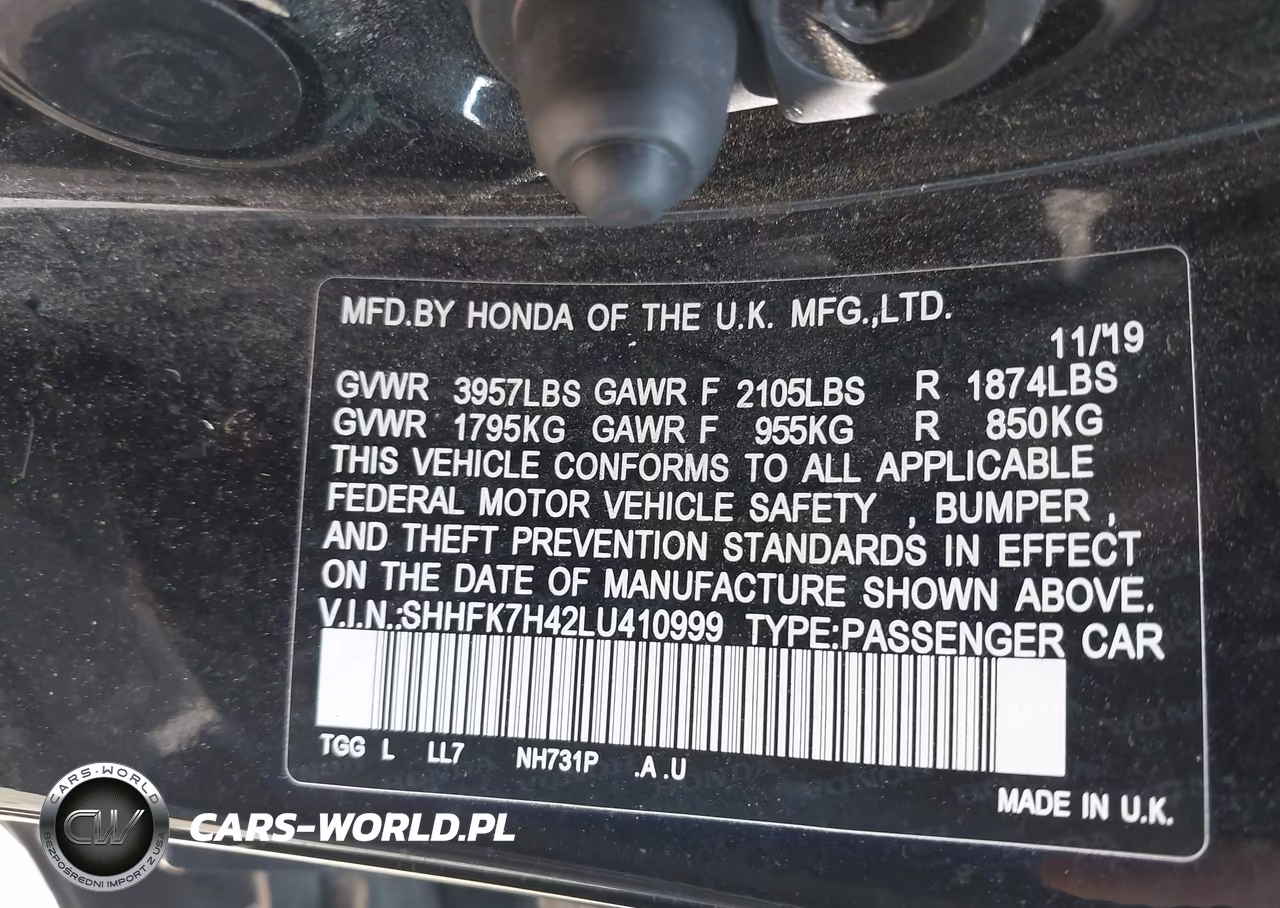 2020 Honda Civic Sport VIN:SHHFK7H42LU410999 - 9