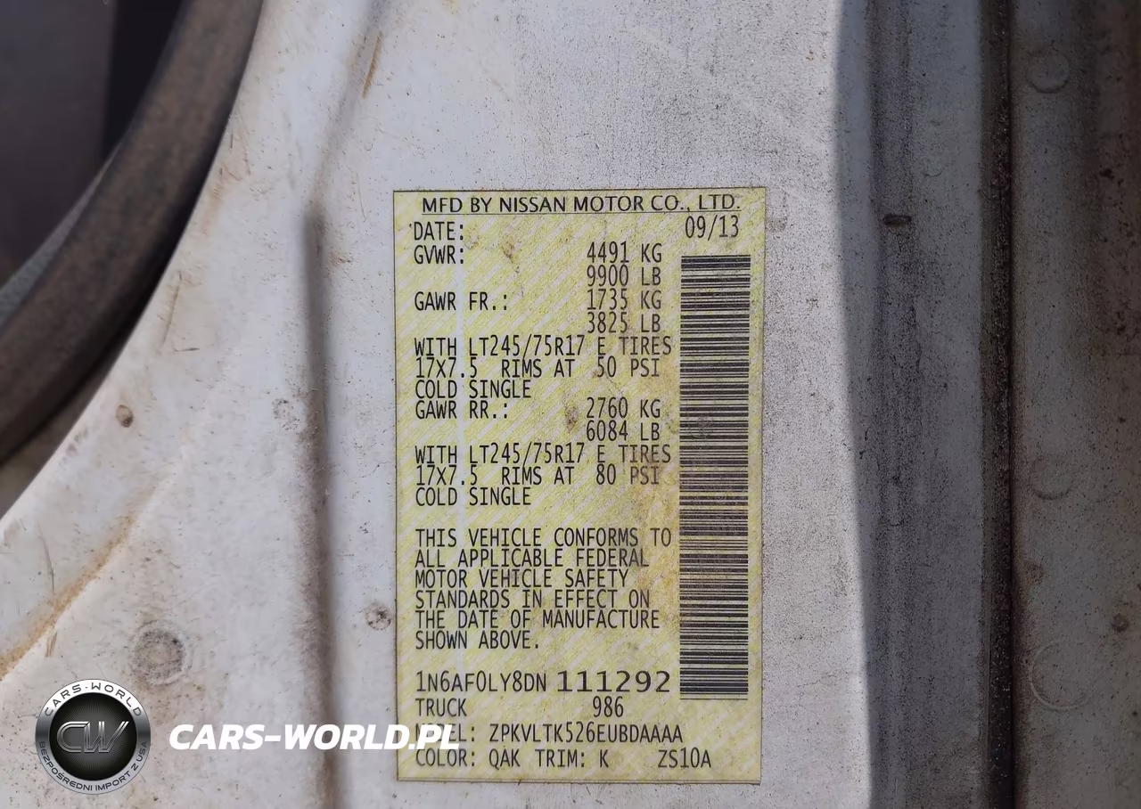 2013 Nissan Nv Cargo Nv3500 Hd Sv V8 VIN:1N6AF0LY8DN111292 - 9