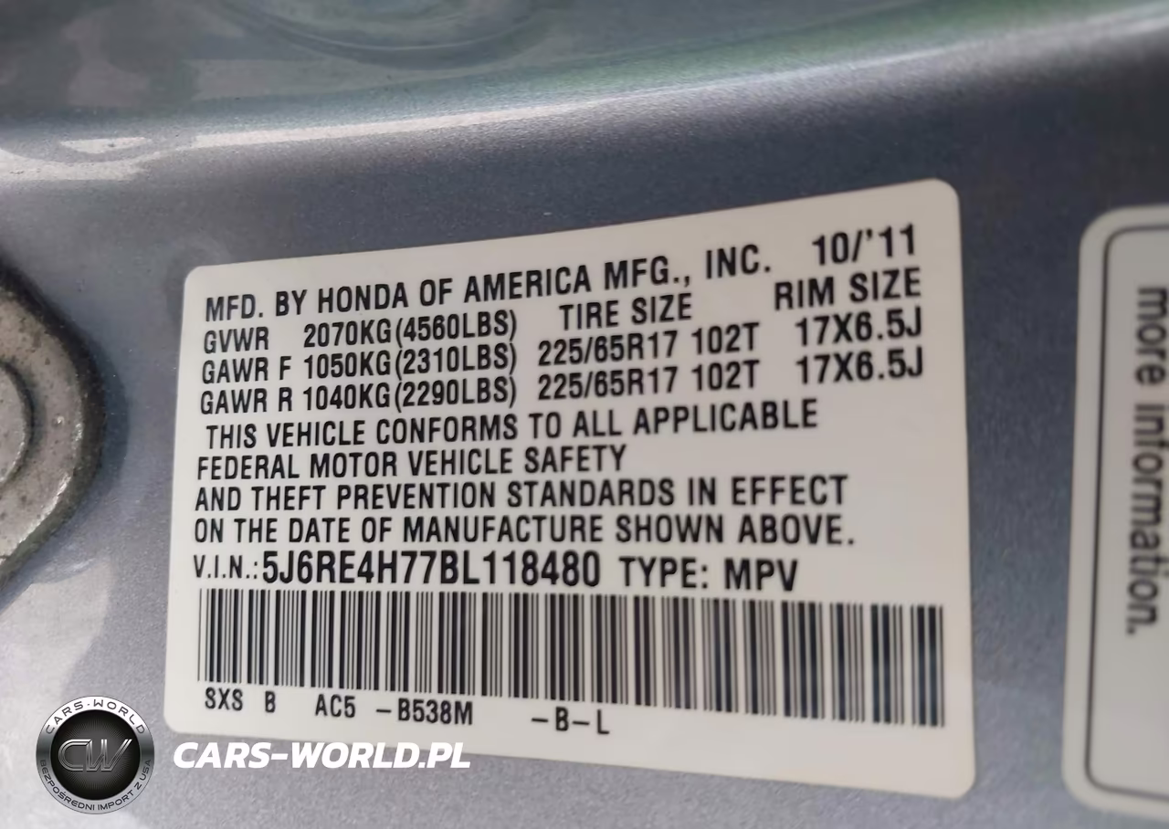 2011 Honda Cr-V Ex-L VIN:5J6RE4H77BL118480 - 9