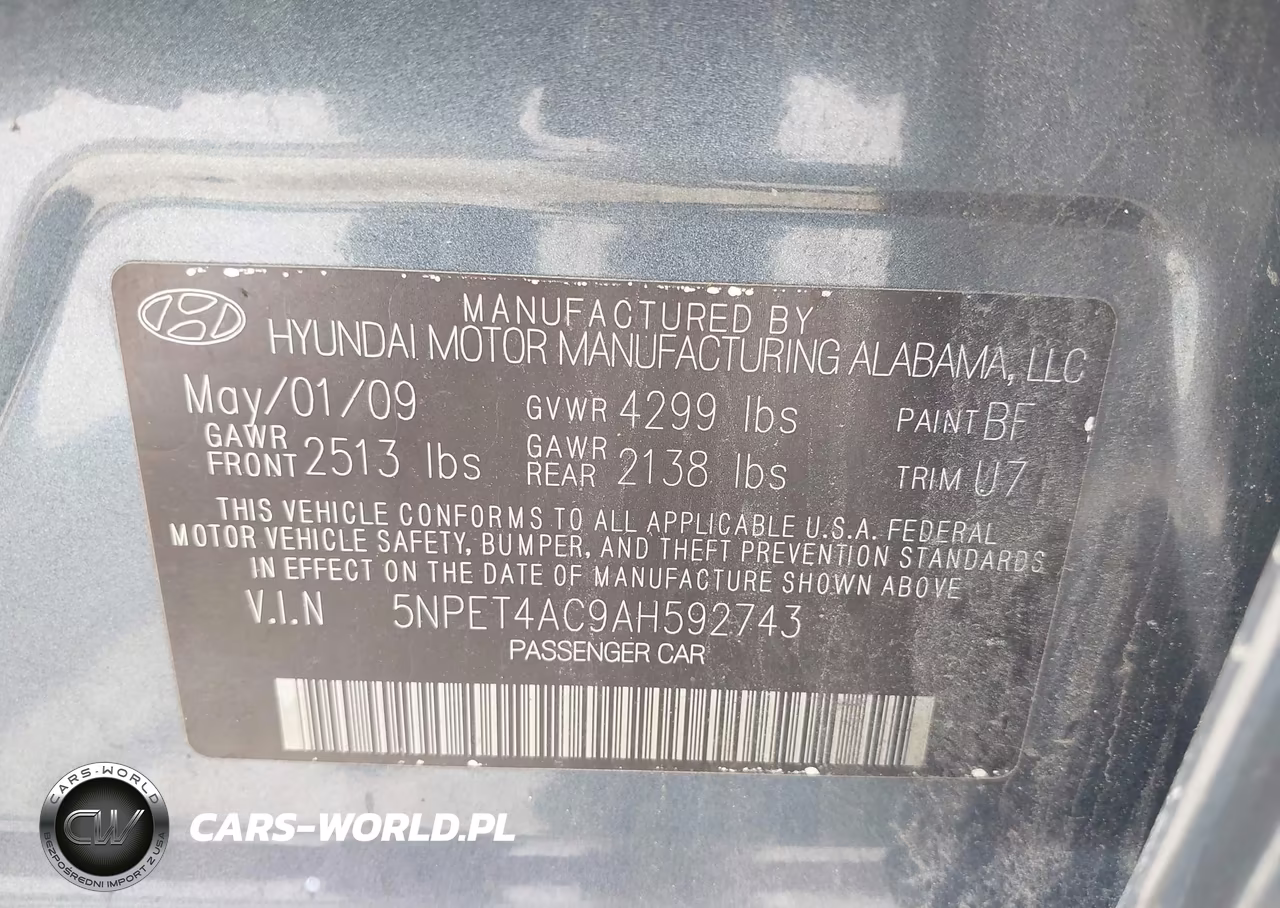 2010 Hyundai Sonata Gls VIN:5NPET4AC9AH592743 - 9