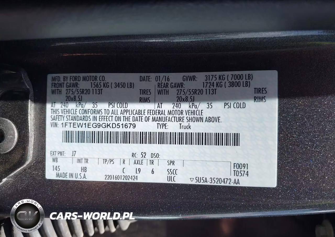 2016 Ford F-150 Lariat VIN:1FTEW1EG9GKD51679 - 9