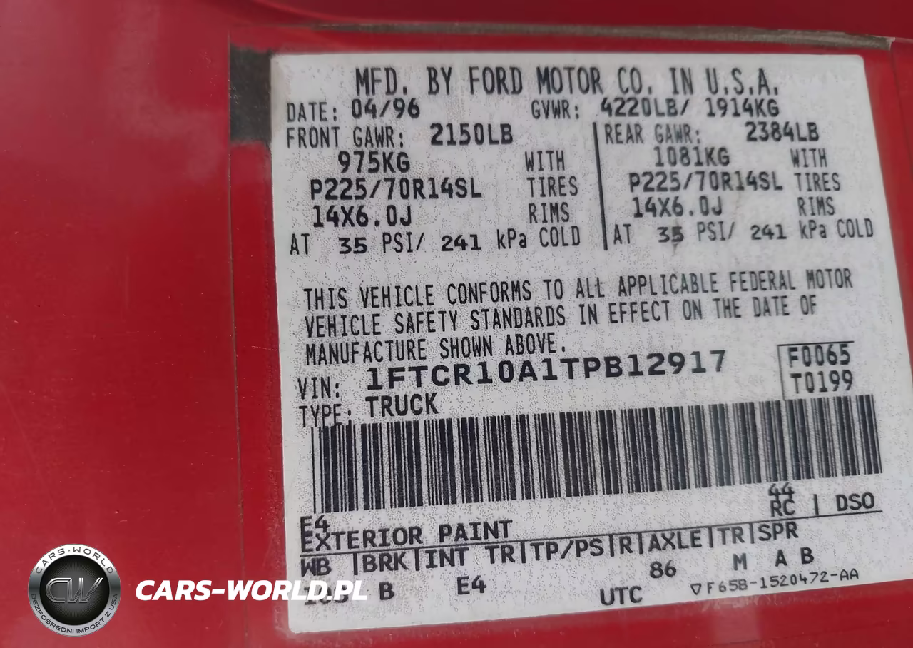 1996 Ford Ranger VIN:1FTCR10A1TPB12917 - 9