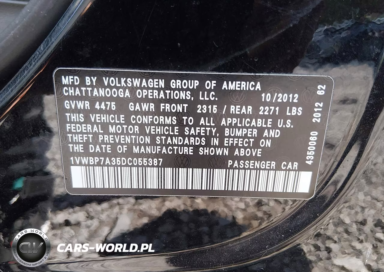 2013 Volkswagen Passat 2.5L Se VIN:1VWBP7A35DC055387 - 9