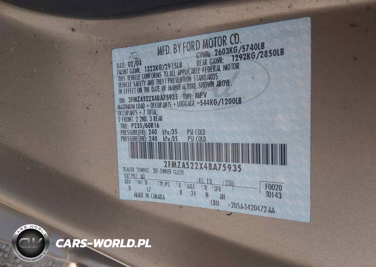2004 Ford Freestar Sel VIN:2FMZA522X4BA75935 - 9