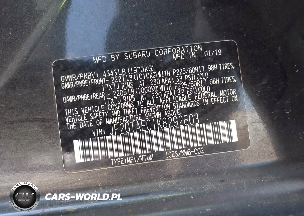2019 Subaru Crosstrek 2.0I Premium VIN:JF2GTAEC1K8292603 - 9