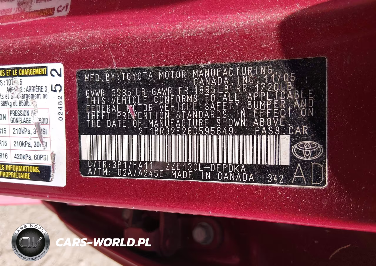 2006 Toyota Corolla Ce VIN:2T1BR32E26C595649 - 9