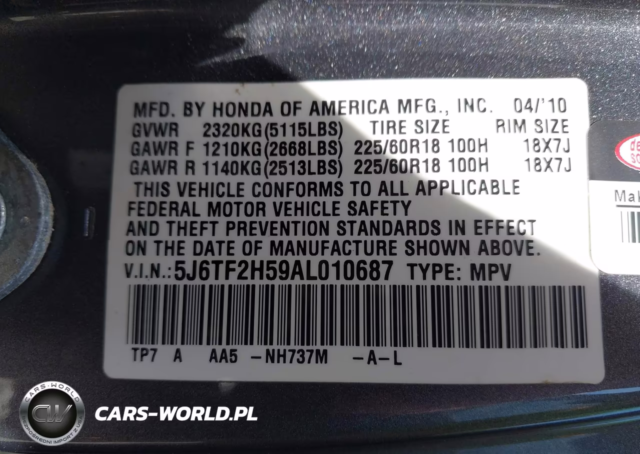 2010 Honda Accord Crosstour Ex-L VIN:5J6TF2H59AL010687 - 9