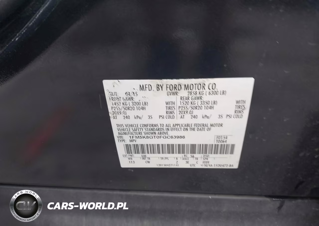 2015 Ford Explorer Sport VIN:1FM5K8GT0FGC63986 - 9