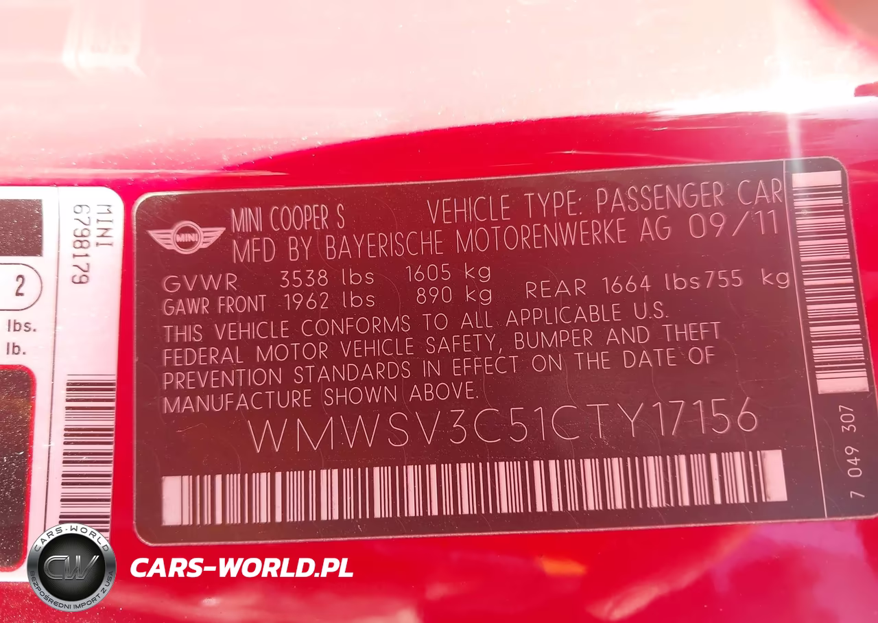 2012 Mini Cooper S VIN:WMWSV3C51CTY17156 - 9