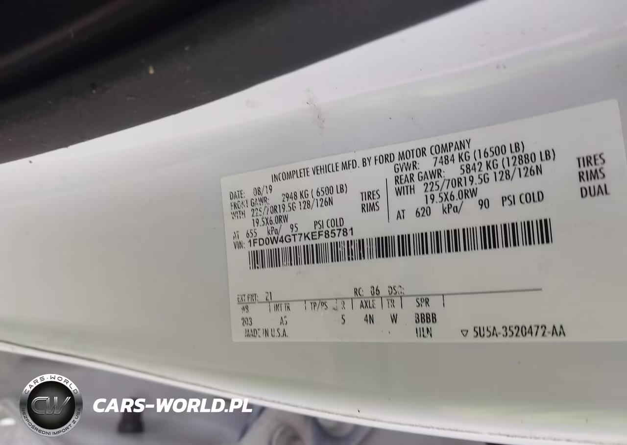 2019 Ford F-450 Chassis Xl VIN:1FD0W4GT7KEF85781 - 9