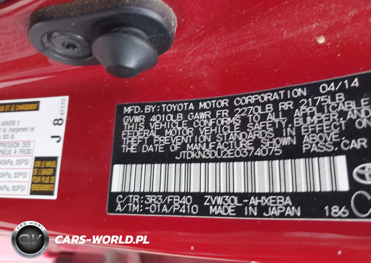 2014 Toyota Prius Two VIN:JTDKN3DU2E0374075 - 9