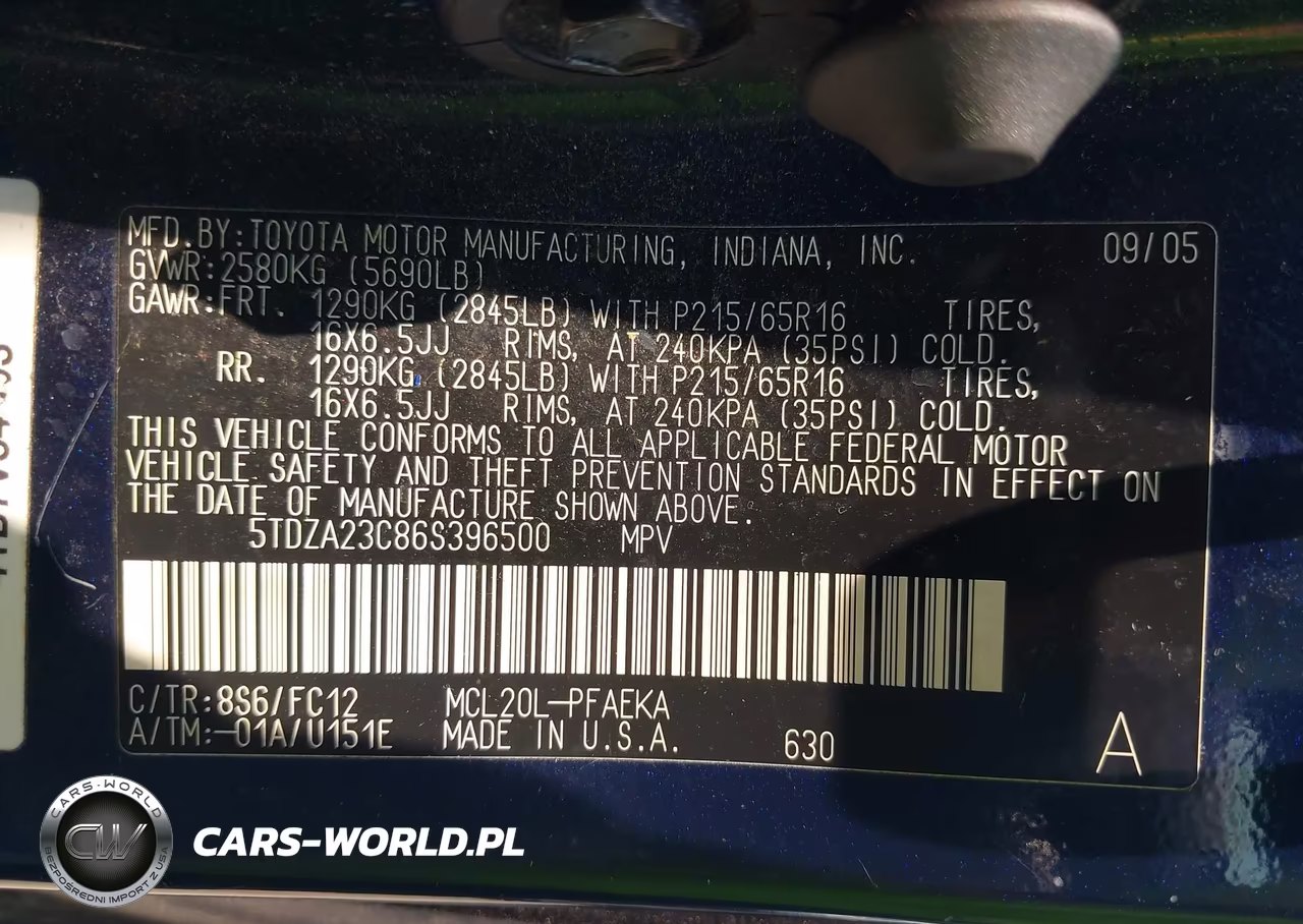 2006 Toyota Sienna Le VIN:5TDZA23C86S396500 - 9