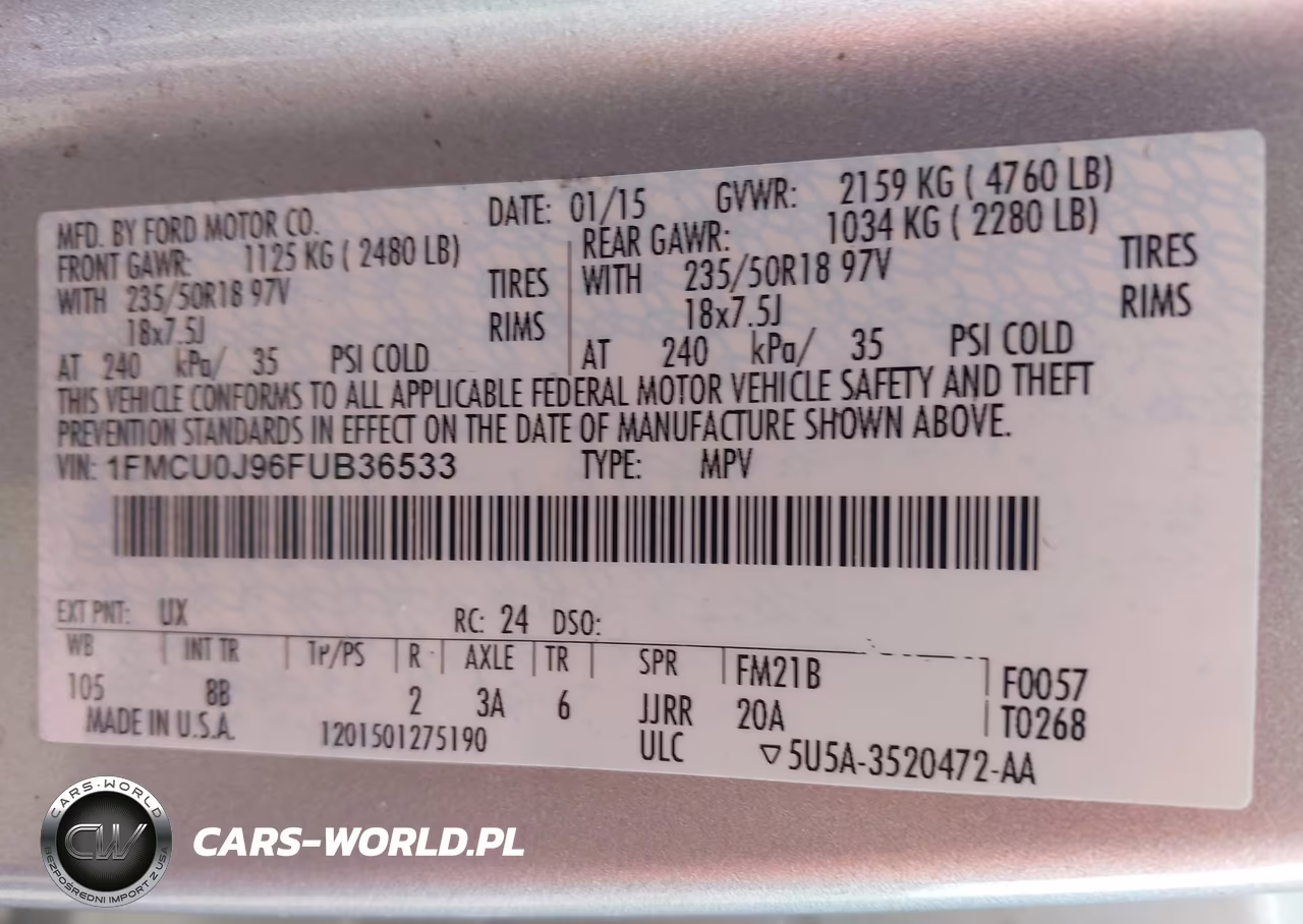 2015 Ford Escape Titanium VIN:1FMCU0J96FUB36533 - 9