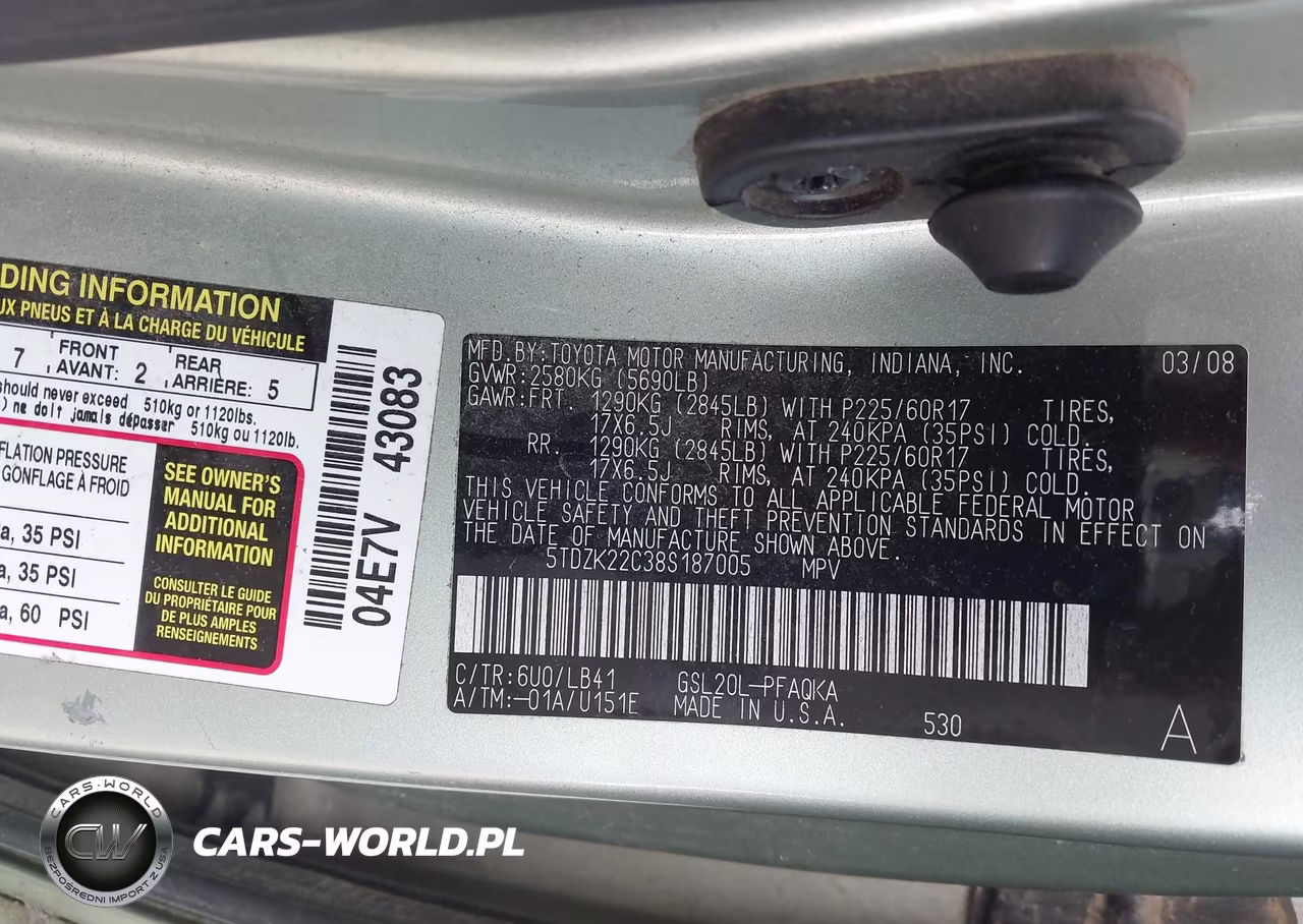 2008 Toyota Sienna Xle VIN:5TDZK22C38S187005 - 9