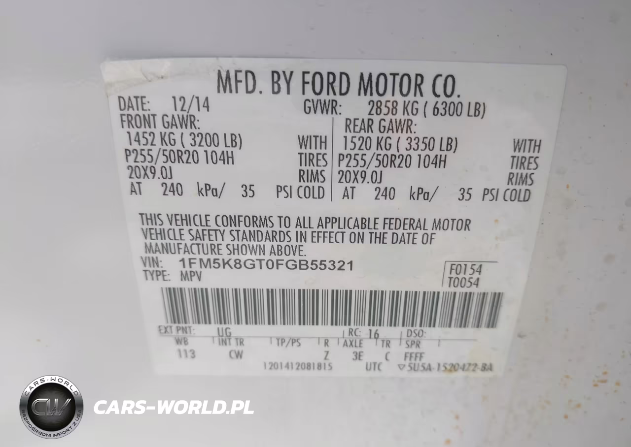 2015 Ford Explorer Sport VIN:1FM5K8GT0FGB55321 - 9