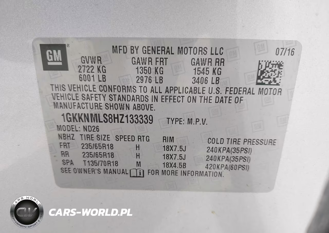 2017 GMC Acadia Slt-1 VIN:1GKKNMLS8HZ133339 - 9