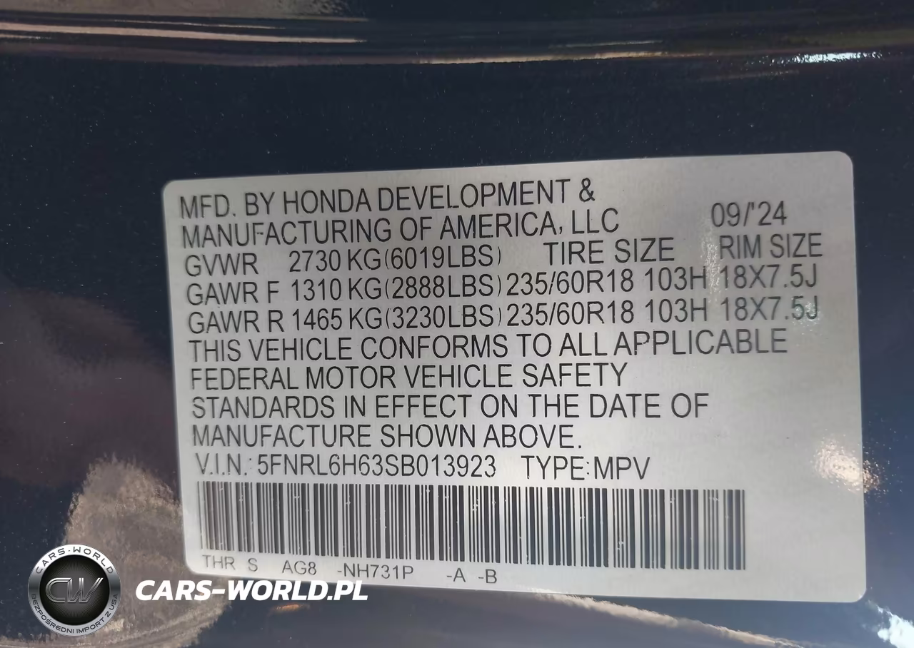2025 Honda Odyssey Ex-L VIN:5FNRL6H63SB013923 - 9