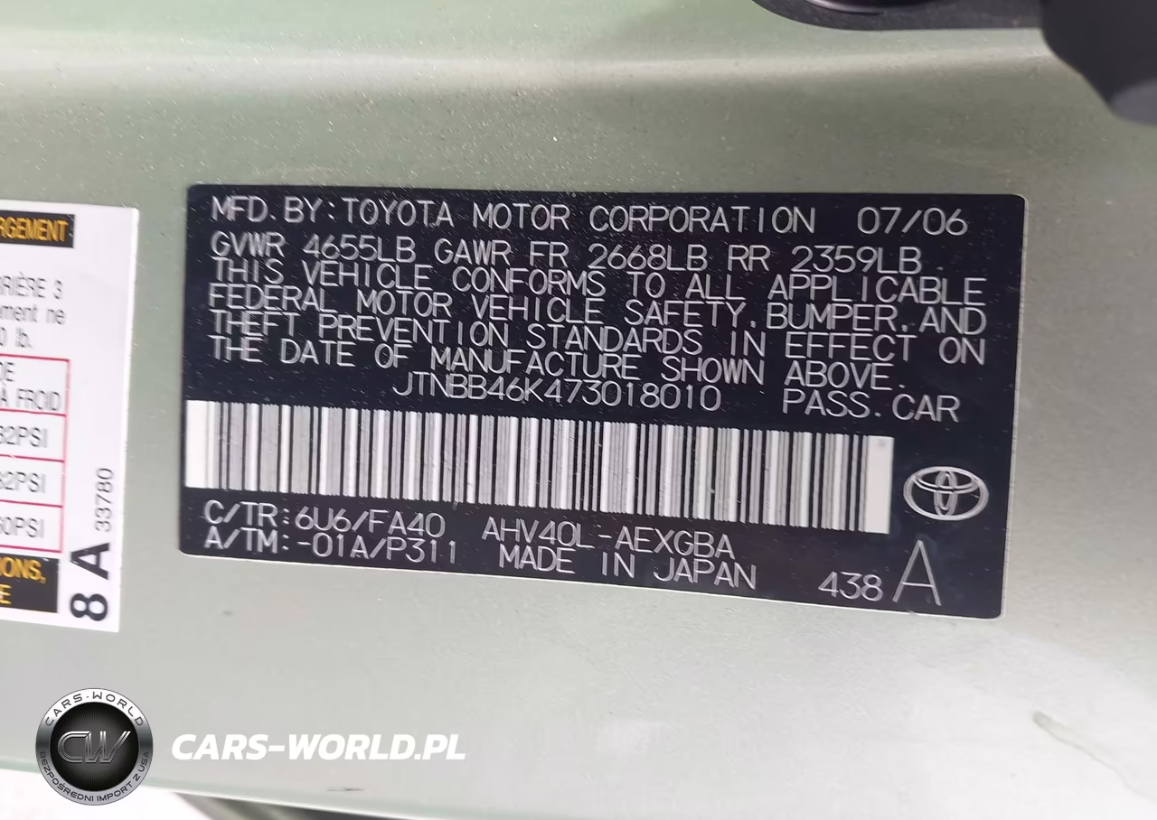 2007 Toyota Camry Hybrid VIN:JTNBB46K473018010 - 9