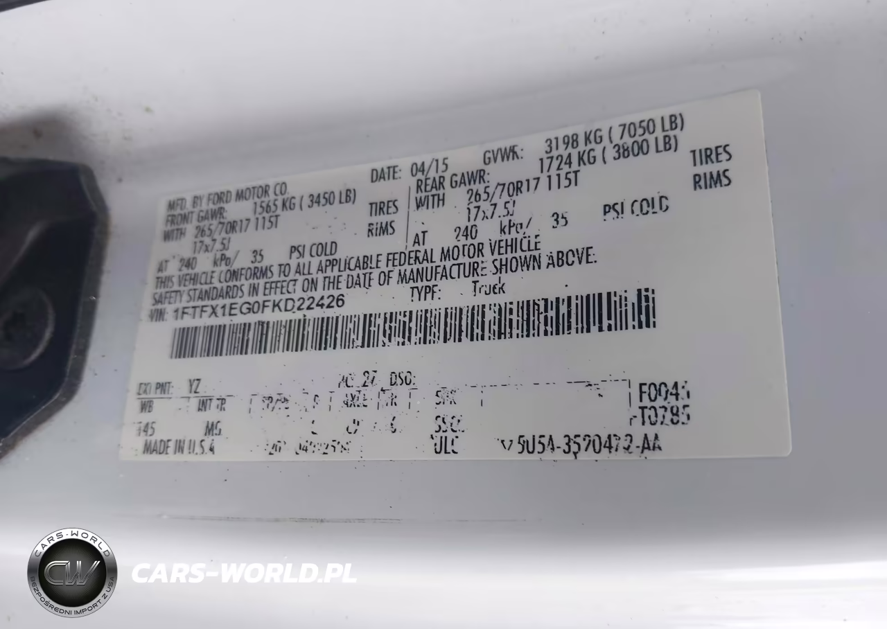 2015 Ford F-150 Xlt VIN:1FTFX1EG0FKD22426 - 8