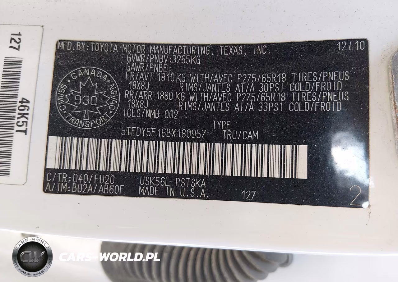 2011 Toyota Tundra Sr5 5.7L V8 VIN:5TFDY5F16BX180957 - 9