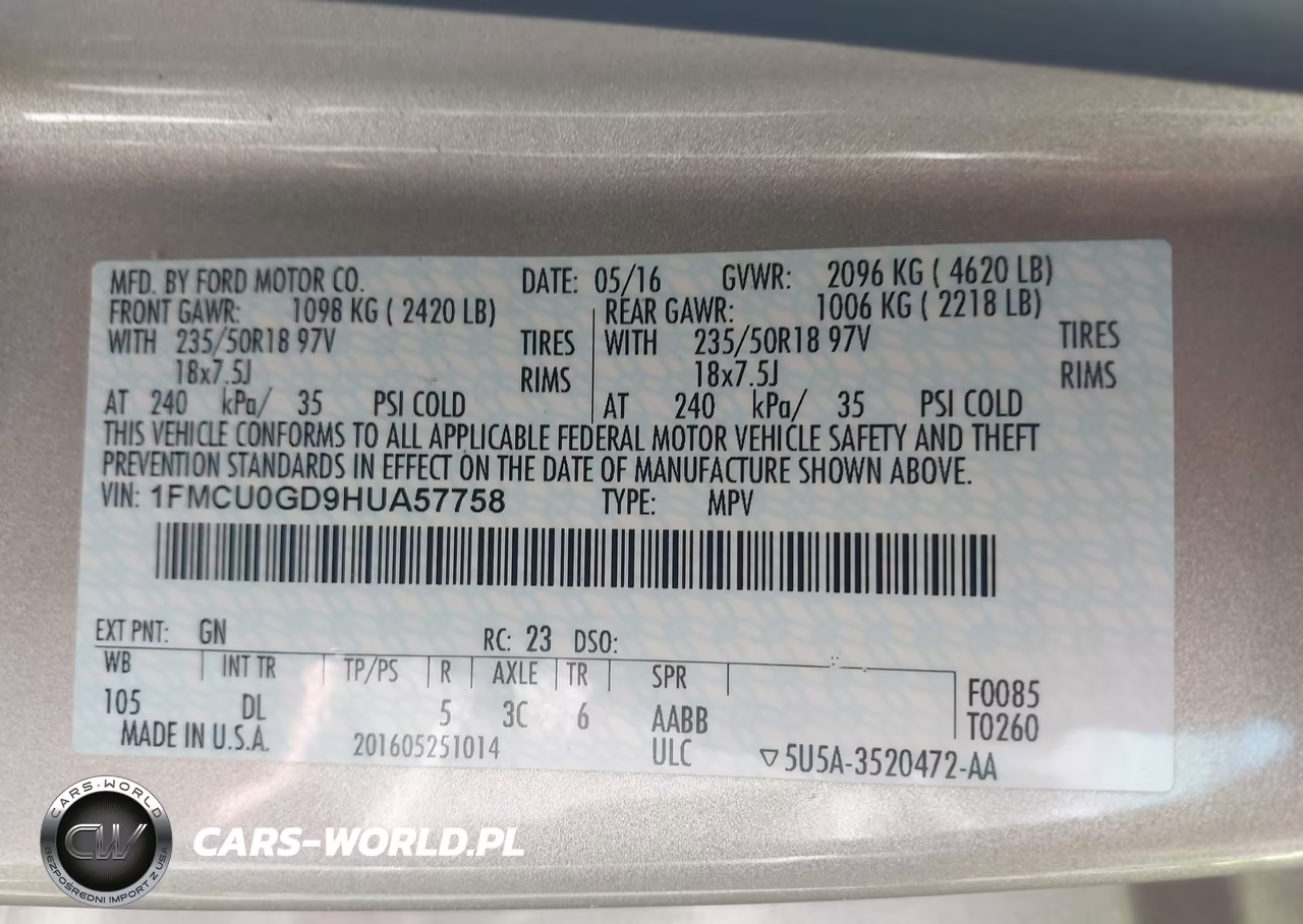 2017 Ford Escape Se VIN:1FMCU0GD9HUA57758 - 9