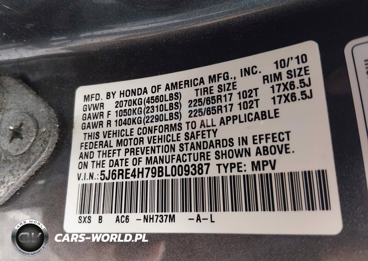 2011 Honda Cr-V Ex-L VIN:5J6RE4H79BL009387 - 9