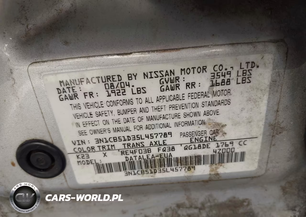 2005 Nissan Sentra 1.8S VIN:3N1CB51D35L457789 - 9