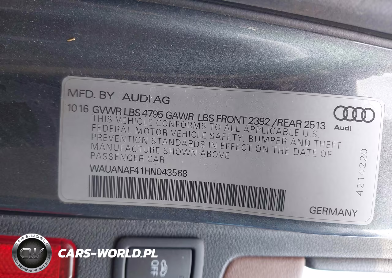 2017 Audi A4 Premium VIN:WAUANAF41HN043568 - 9