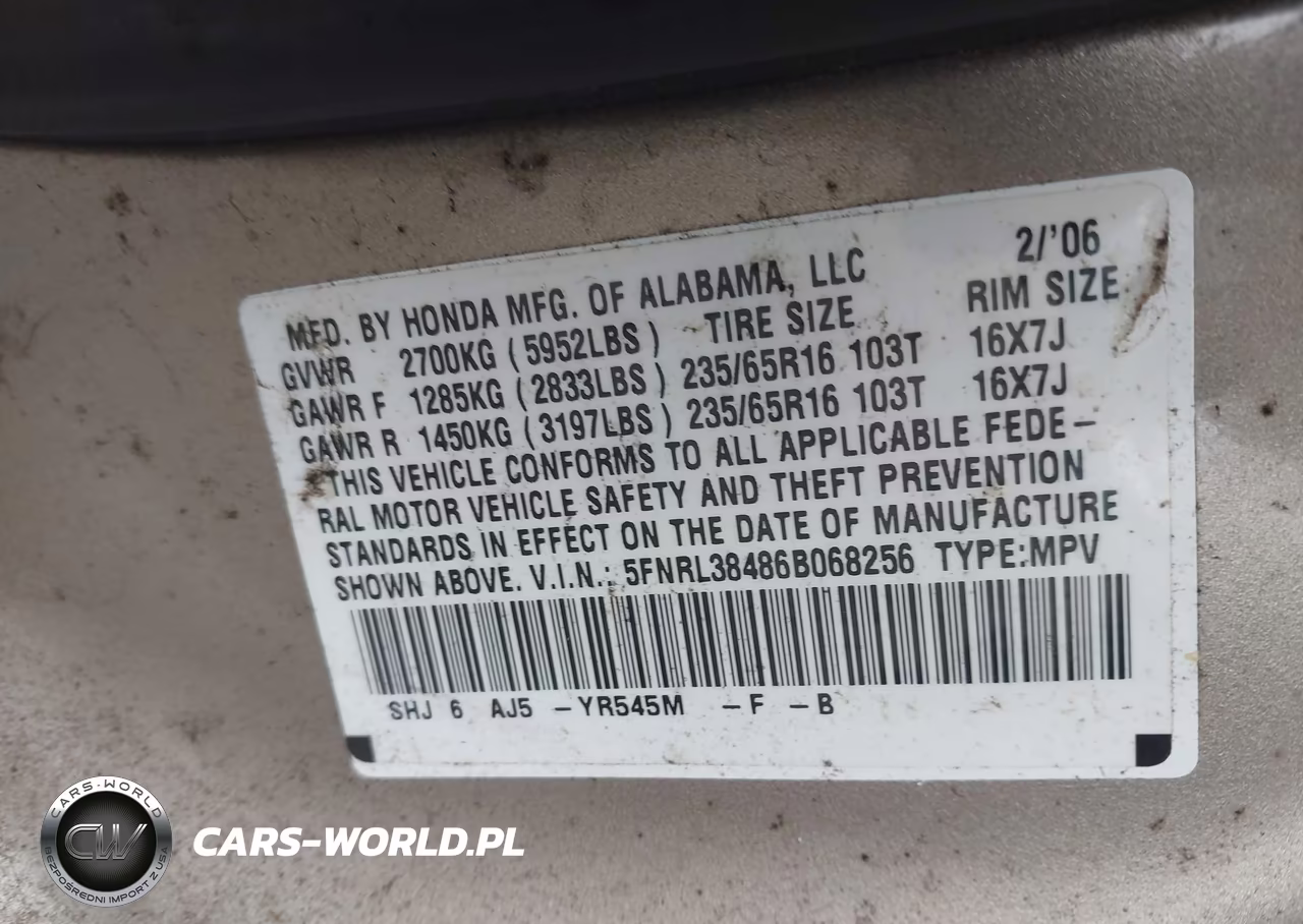 2006 Honda Odyssey Ex VIN:5FNRL38486B068256 - 9