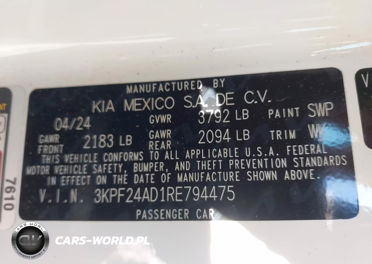 2024 Kia Forte Lxs VIN:3KPF24AD1RE794475 - 9