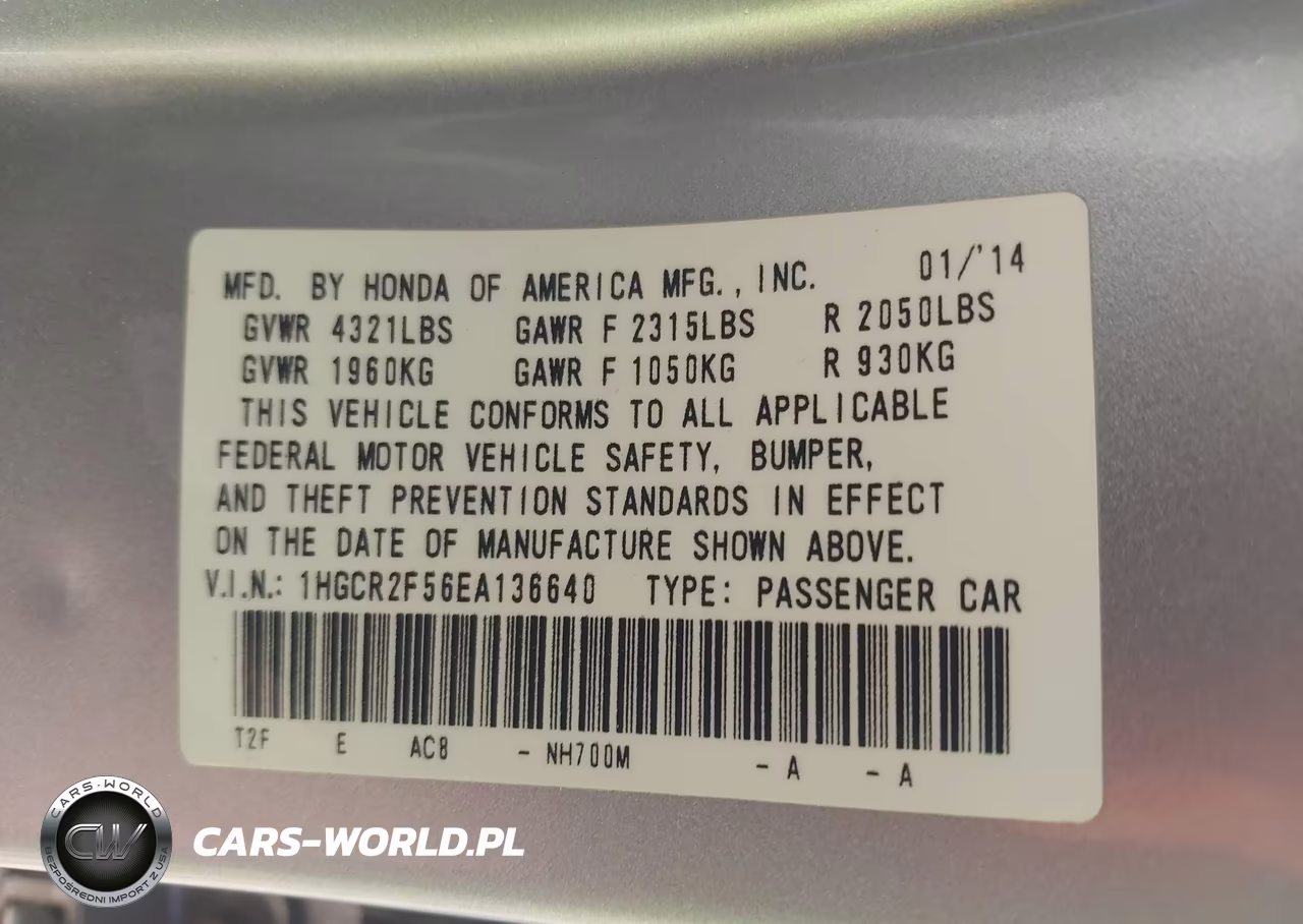 2014 Honda Accord Sport VIN:1HGCR2F56EA136640 - 9