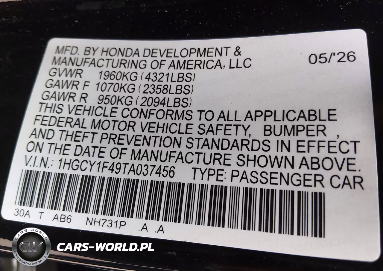 2026 Honda Accord Se VIN:1HGCY1F49TA037456 - 9