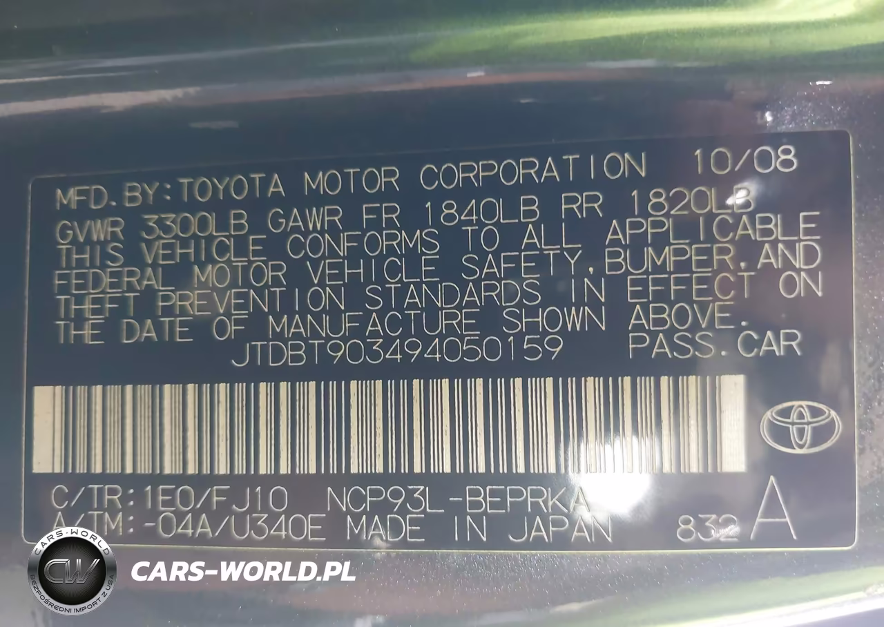 2009 Toyota Yaris VIN:JTDBT903494050159 - 9