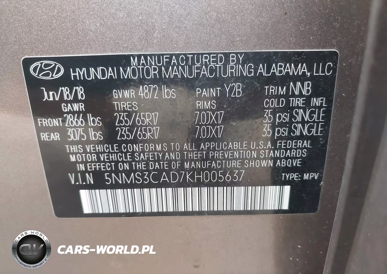 2019 Hyundai Santa Fe Sel VIN:5NMS3CAD7KH005637 - 9