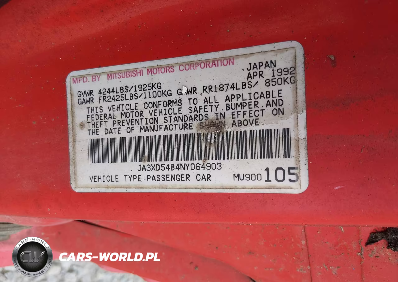 1992 Mitsubishi 3000 Gt VIN:JA3XD54B4NY064903 - 9