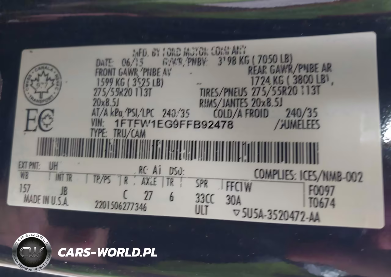 2015 Ford F-150 Xlt VIN:1FTFW1EG9FFB92478 - 9