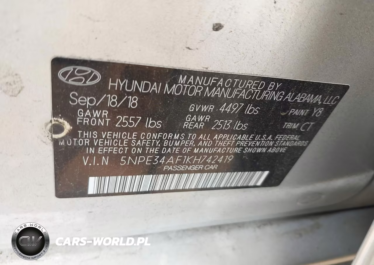 2019 Hyundai Sonata Sport VIN:5NPE34AF1KH742419 - 9