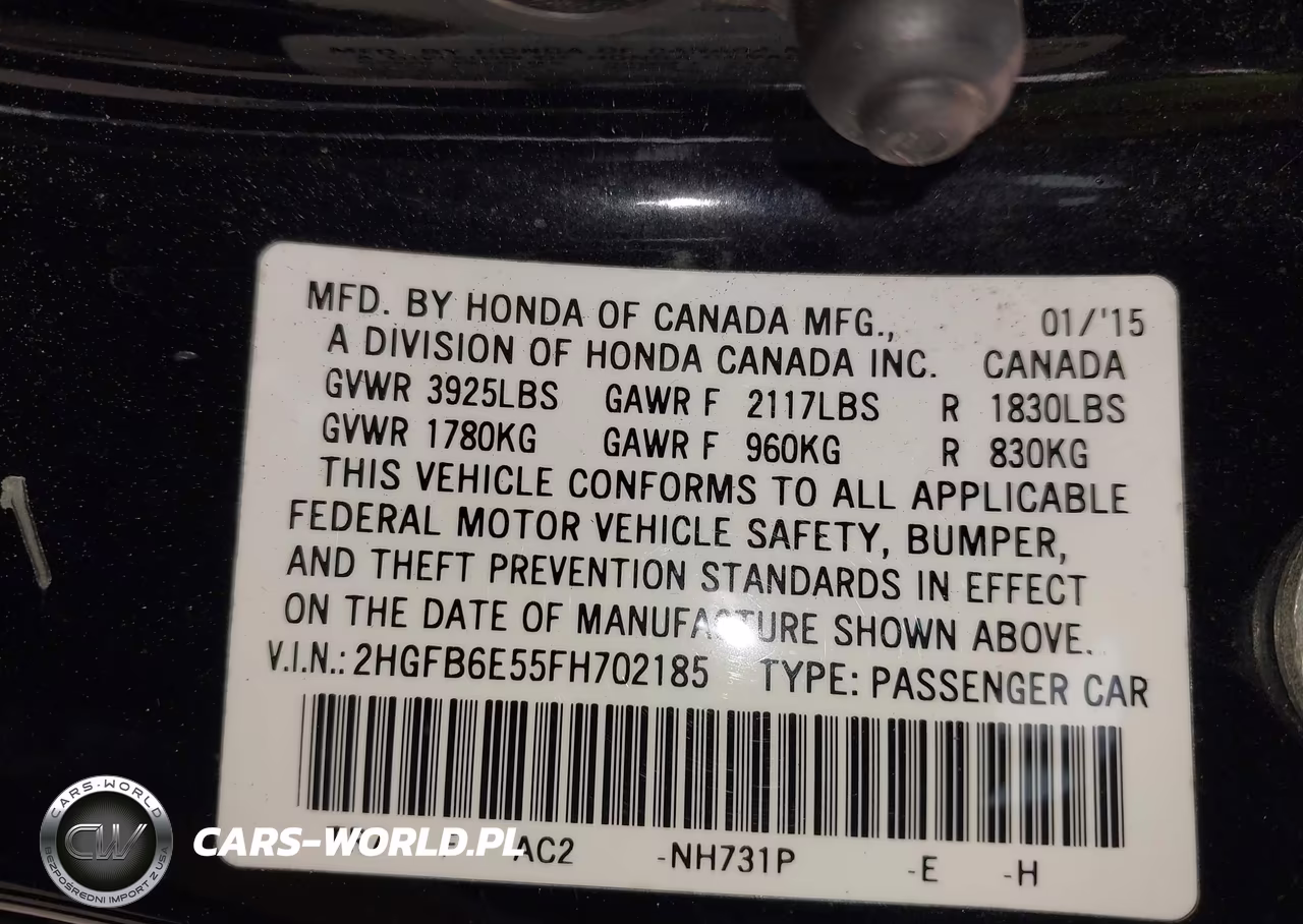 2015 Honda Civic Si VIN:2HGFB6E55FH702185 - 9
