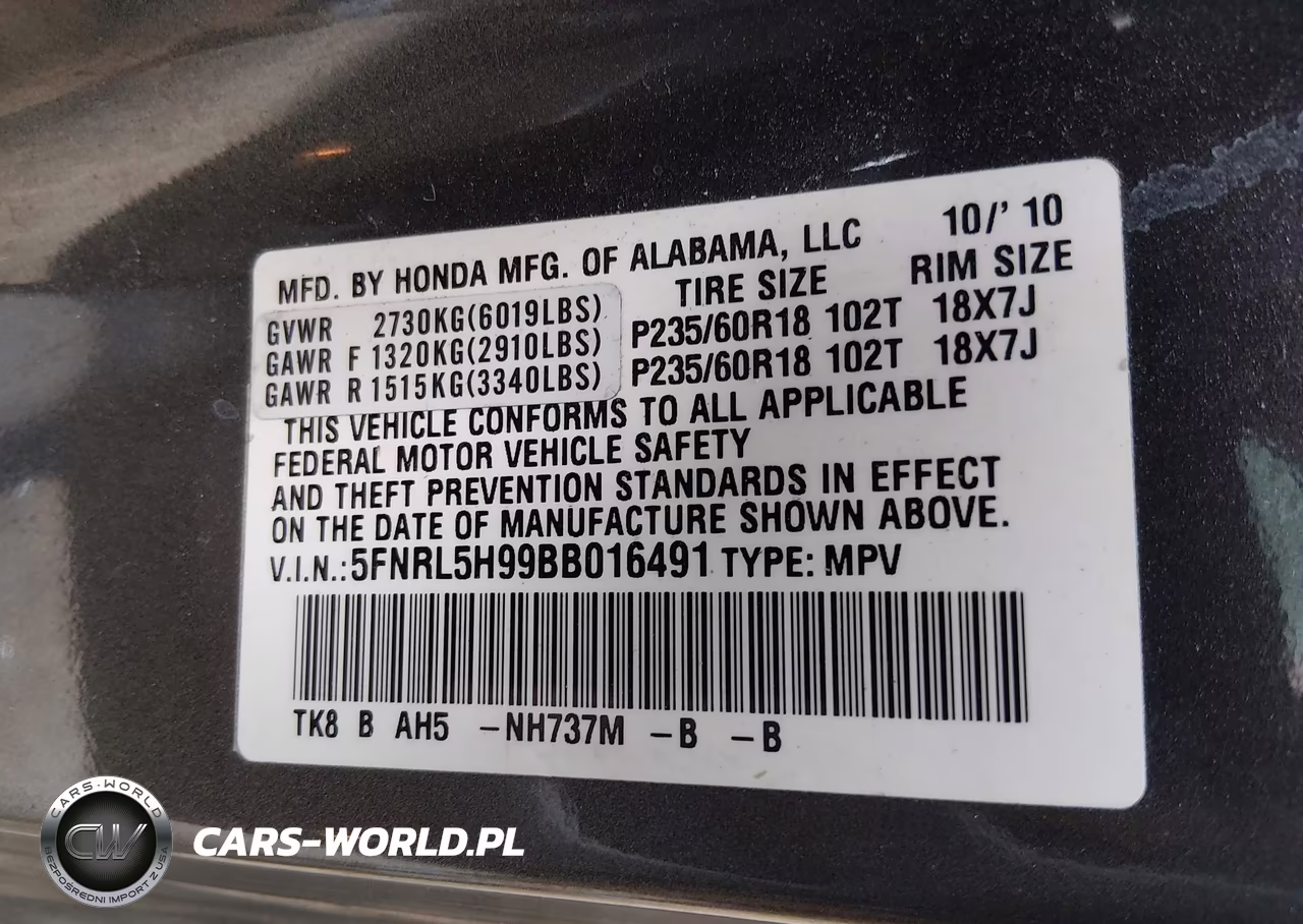 2011 Honda Odyssey Touring-Touring Elite VIN:5FNRL5H99BB016491 - 9