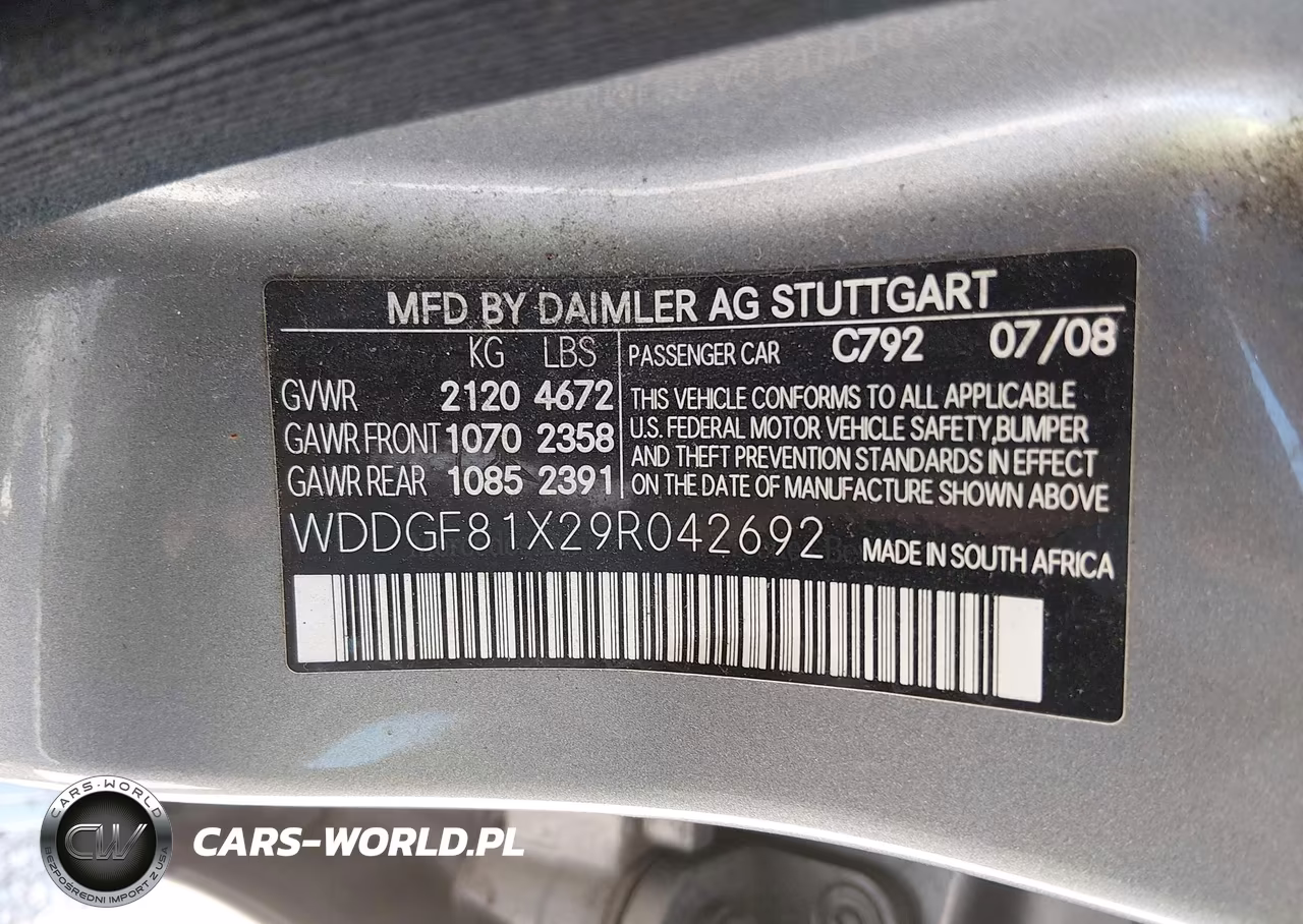2009 Mercedes-Benz C 300 VIN:WDDGF81X29R042692 - 9