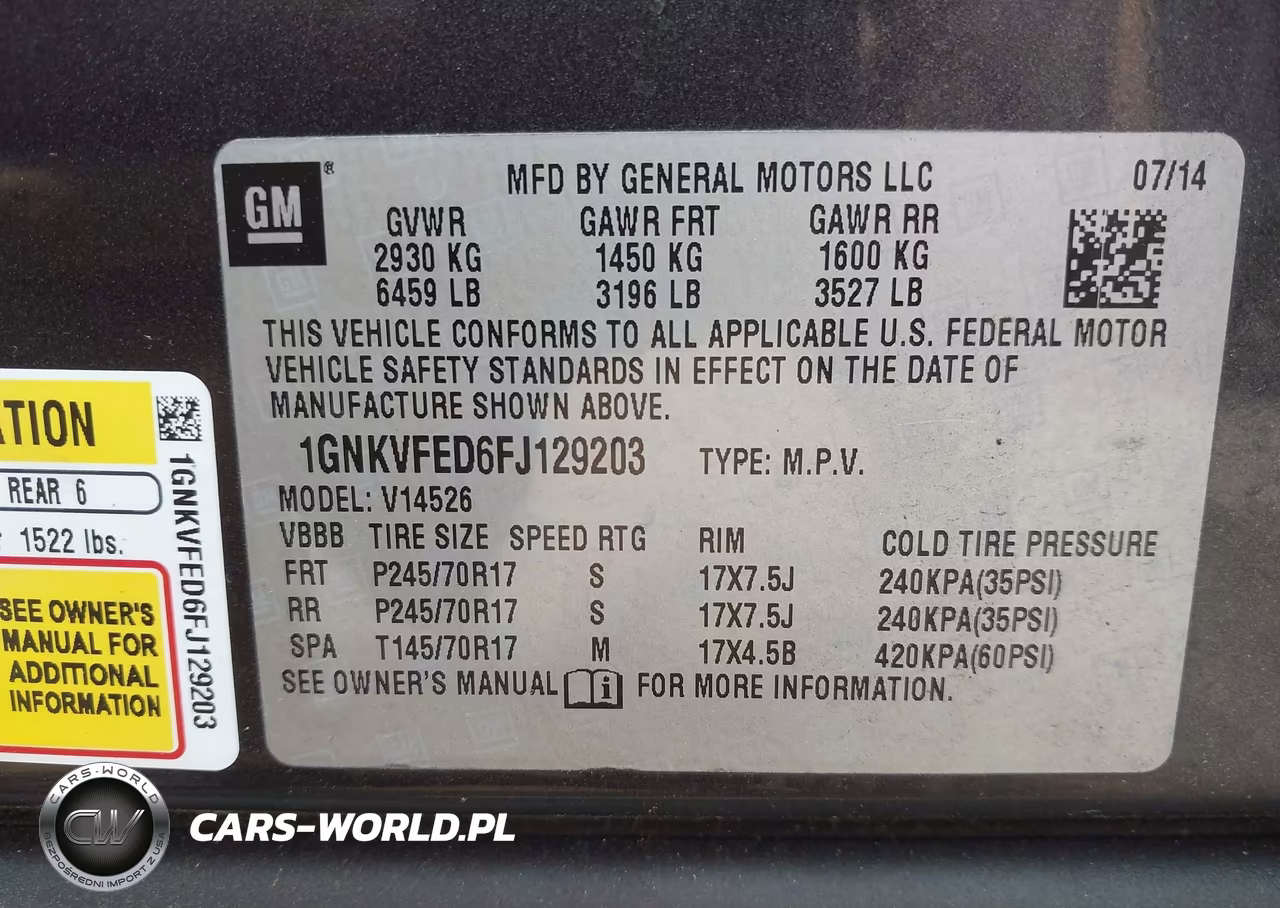 2015 Chevrolet Traverse Ls VIN:1GNKVFED6FJ129203 - 9